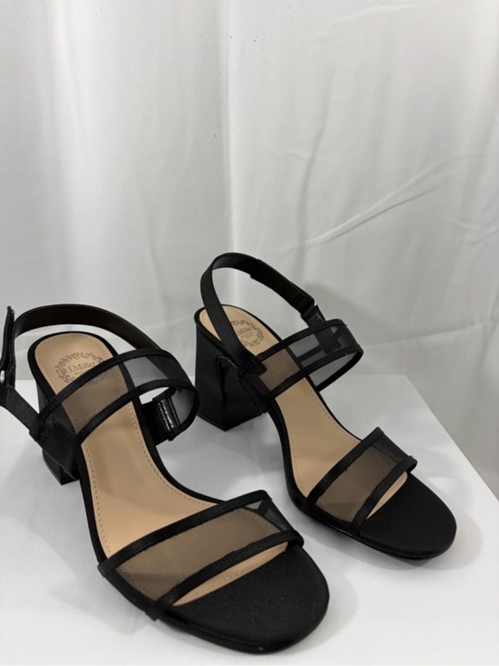 NWT I. Miller Women’s Size 7 Mesh-Strap Black Block Heels